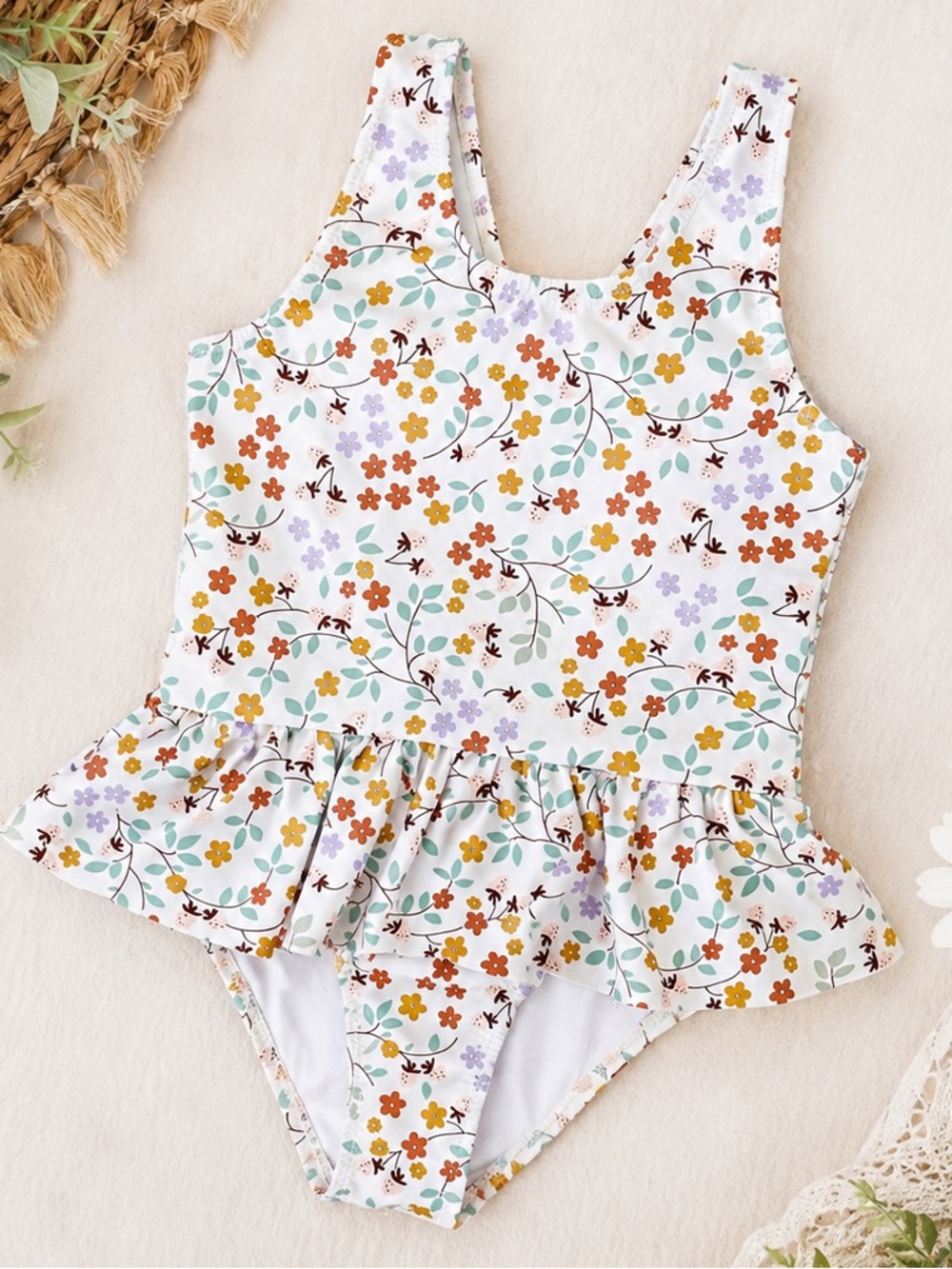 Modern Moments by Gerber Toddler Girl Swimsuit 4T Boho Floral Ruffle One-Piece